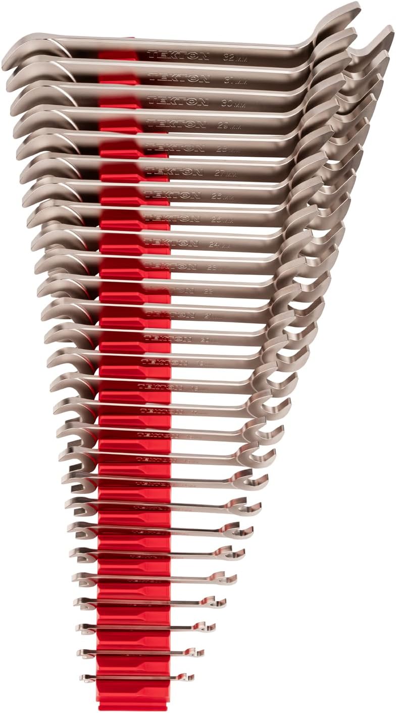 TEKTON Angle Head Open End Wrench Set with Pouch, 16-Piece (10-27 mm) | WAE92402 | Made in USA
