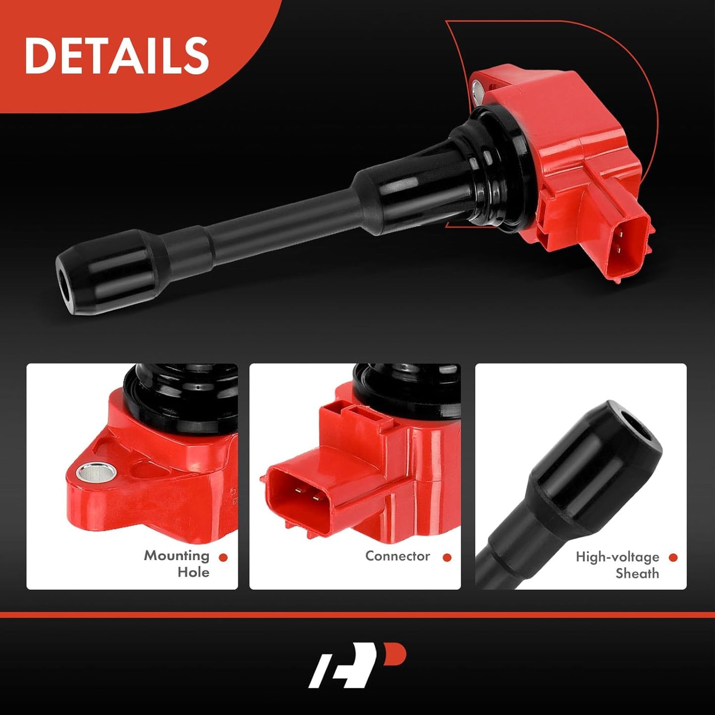 A-Premium (Red) Engine Ignition Coil Pack Compatible with Nissan Altima, Rogue, Sentra, Versa, Frontier, Pathfinder, Cube & Infiniti QX60, M56, QX70, Q70, FX50, Q70L & Suzuki Equator, 4-PC Set
