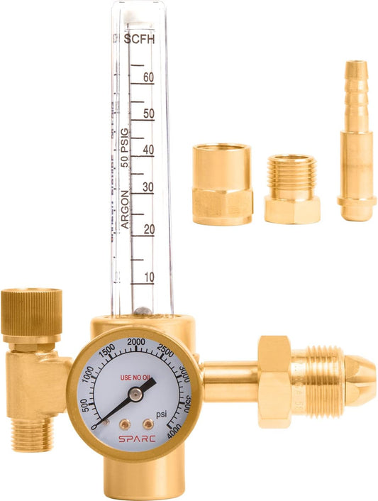 SPARC Argon Regulator & Flow Meter - Welding Gas Regulator for MIG Welding & TIG Welding 0-70CFH CGA580 LIFETIME USA WARRANTY