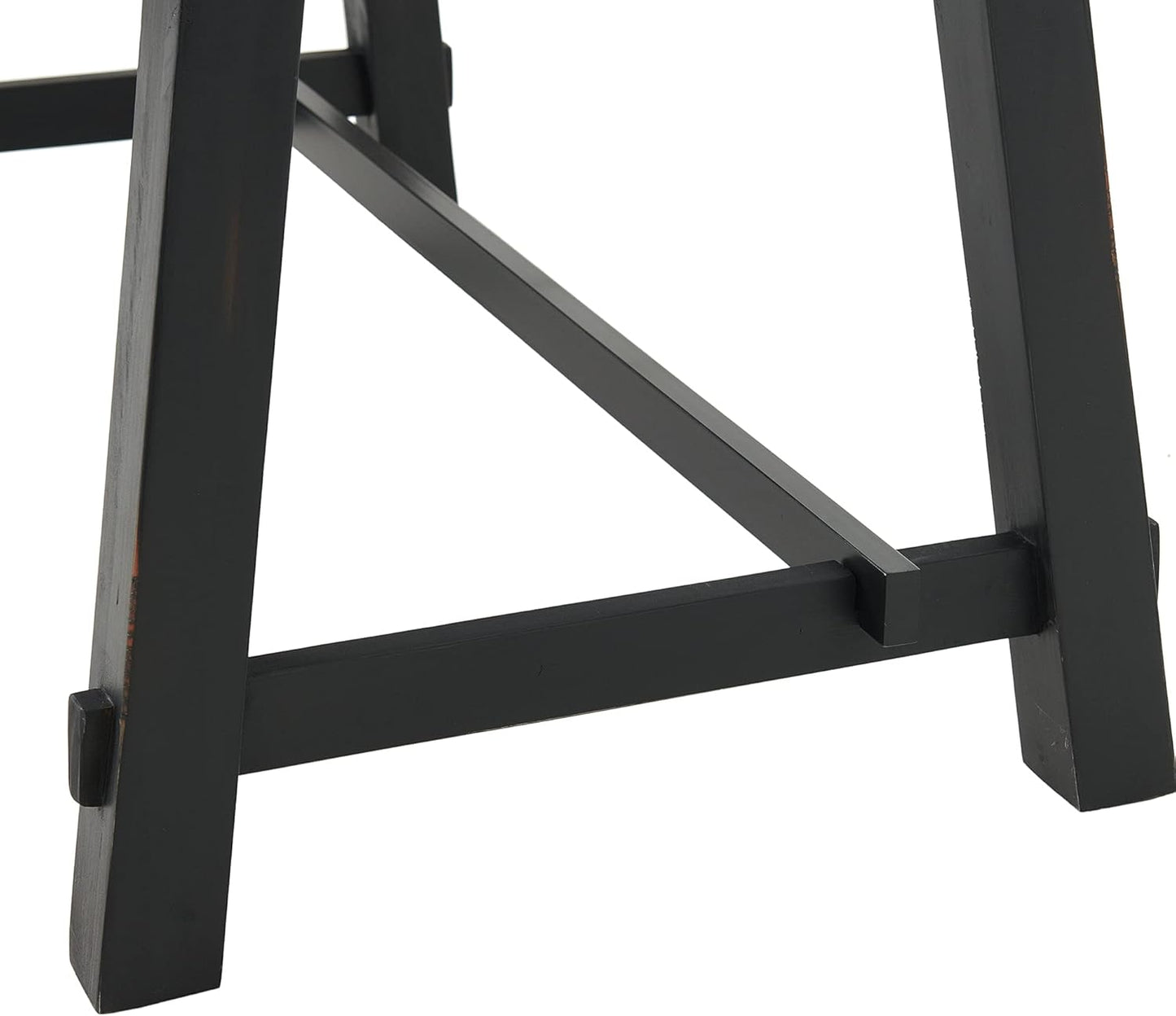 Adam 32 in. Solid Pine Wood Desk, Rustic Industrial Style, Distressed Black Sawhorse Legs, Compact Office Desk, Natural Wood Characteristics, 32 in. W x 21 in. D x 30 in. H, Ideal for Home Office