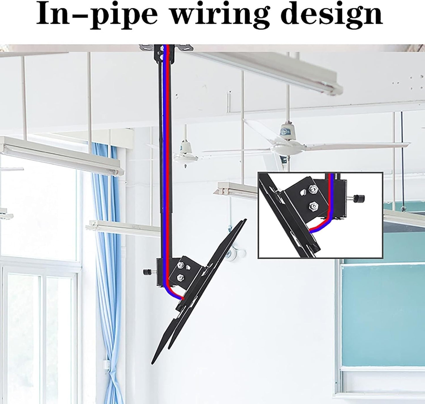 Universal Ceiling TV Mount Bracket, Height Adjustable, 360° Swivel & Tilt, Fits 32-55 Inch TVs, Max 45kg Load(0.5)
