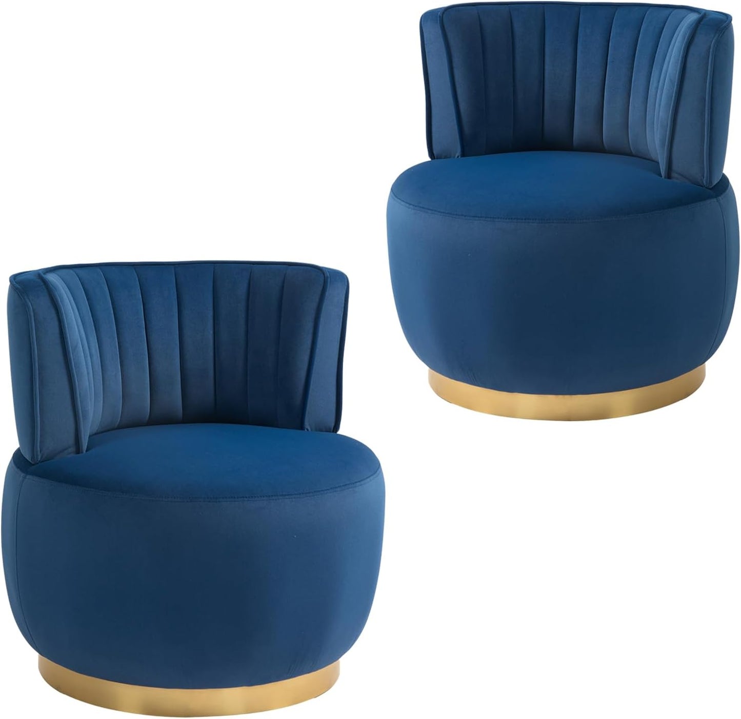 Velvet Swivel Barrel Chairs Set of 2, Upholstered 360-Degree Swivel Accent Armchair, Modern Comfy Round Leisure Sofa Chair for Small Living Room, Bedroom, Nursery Room, Lounge, Office, Olive