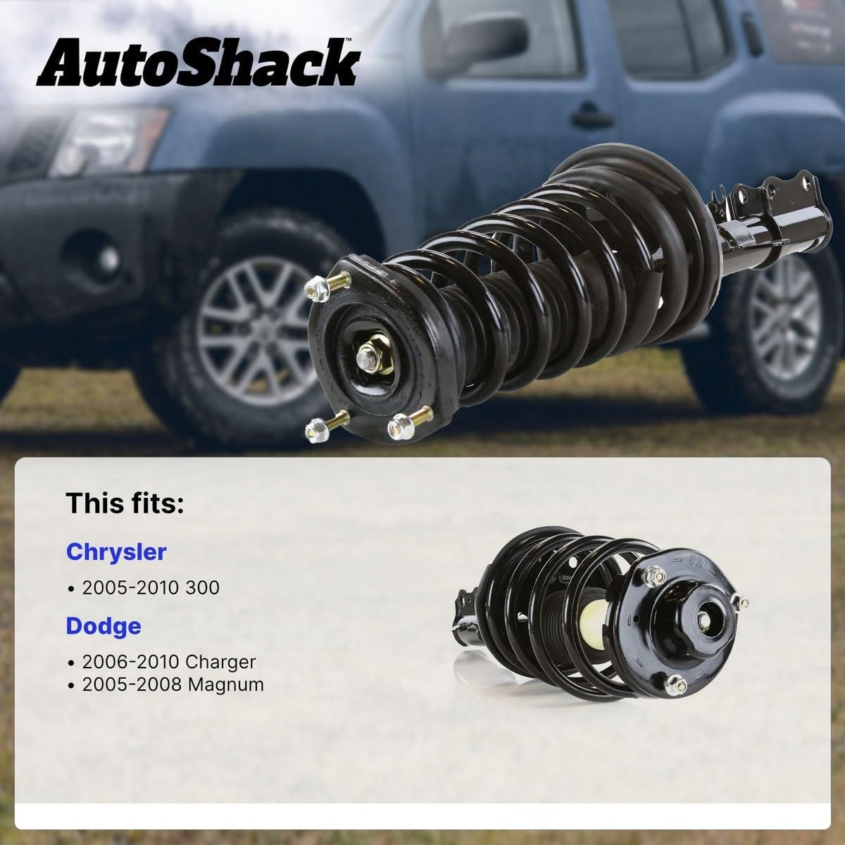 AutoShack Front Complete Strut & Coil Spring Assembly Set for 2005-2008 Dodge Magnum 2006-2010 Charger 2005-2010 Chrysler 300 2.7L 3.5L RWD | Driver or Passenger Side Replacement Kit CST100284