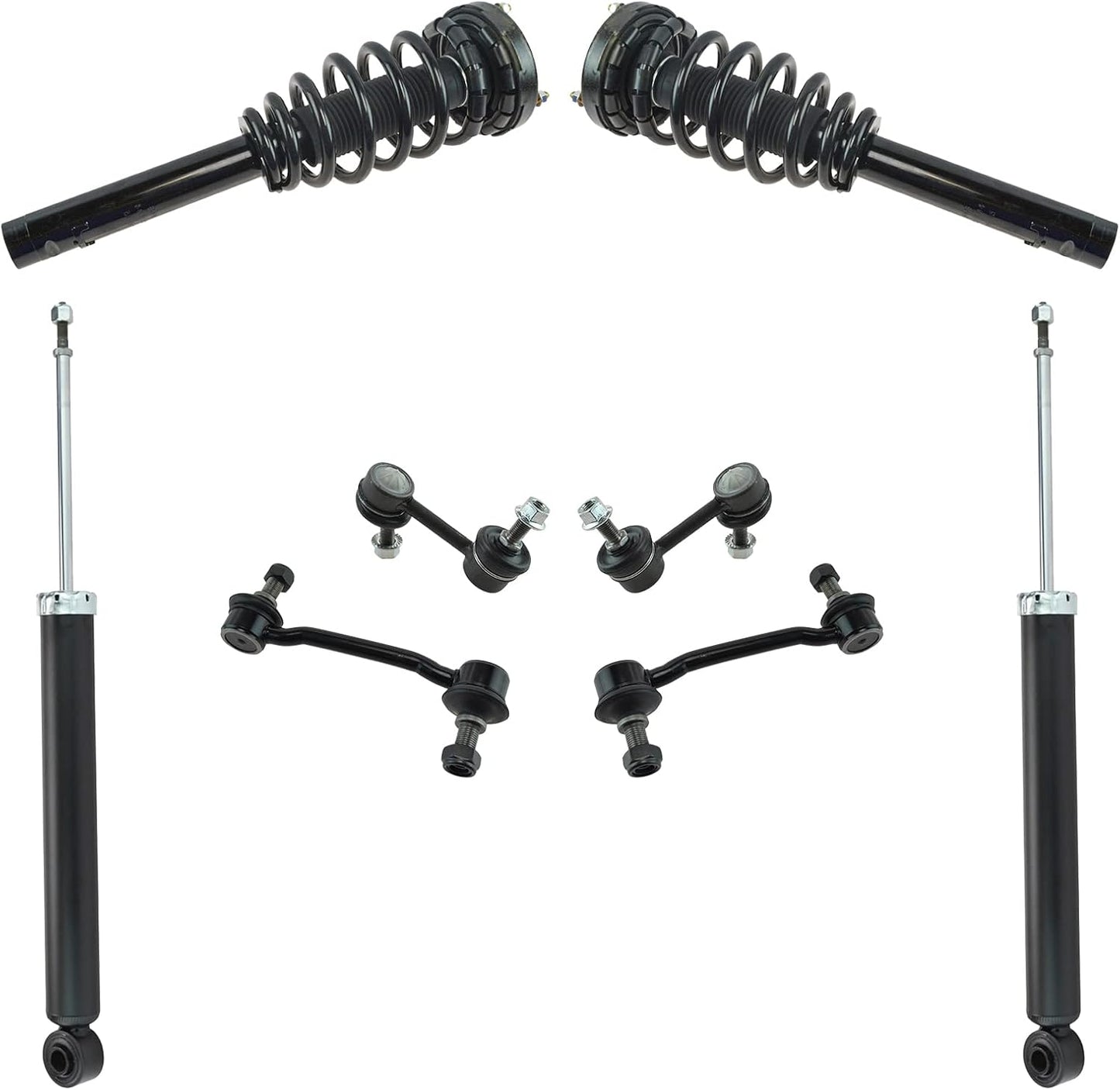 TRQ Front and Rear Suspension Kit Complete Strut & Coil Spring Assembly Shock Absorber Sway Bar Stabilizer Link Compatible with 06-13 BMW