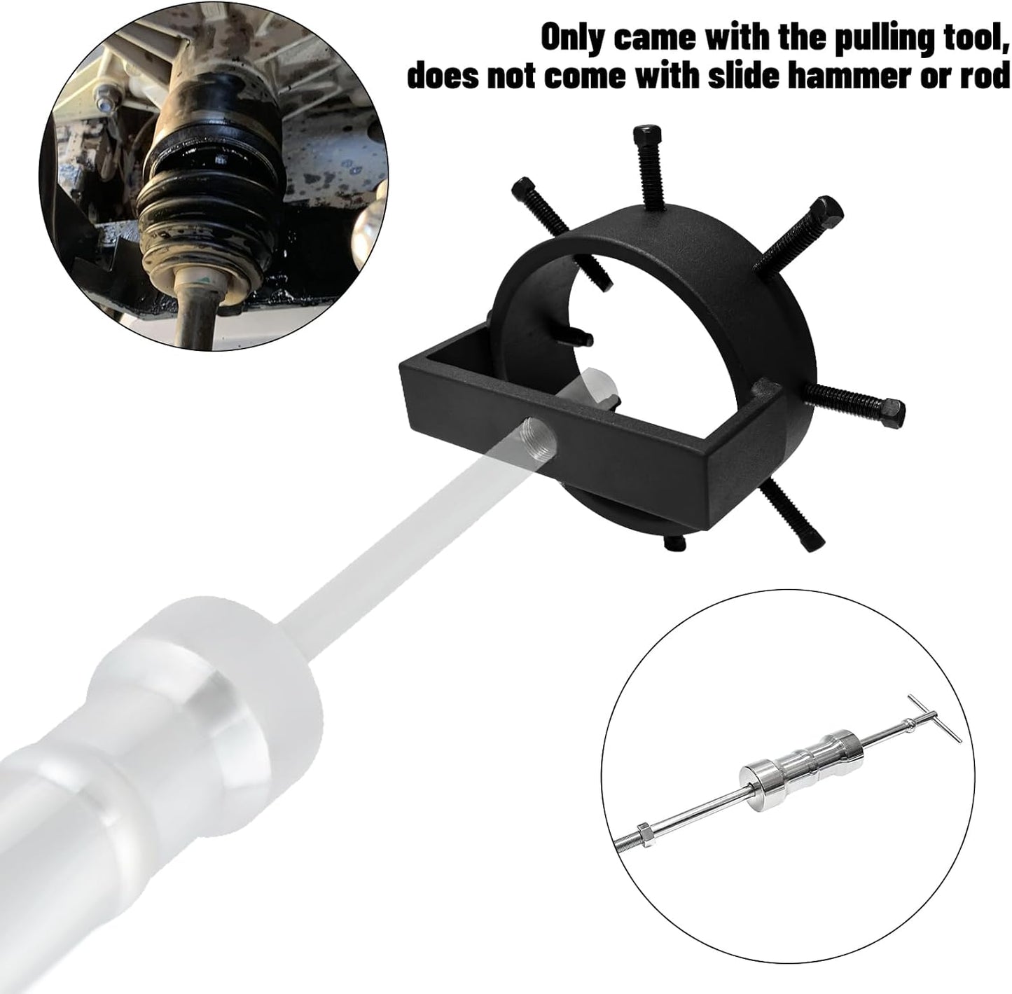 3.7 inch ID UTV CV Axle Shaft Puller Tool ,ATV CV Axle Removal Tool,Side by Side Bearing Puller,SXS Bushing Puller(Does Not Come with Slide Hammer or Rod)