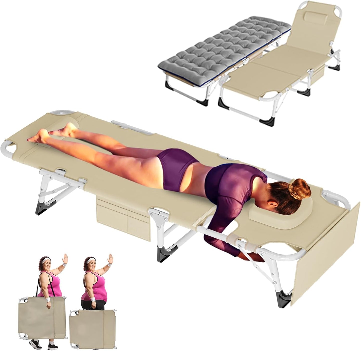 ABORON Chaise Lounge Chair,5 Positions Padded Outdoor Tanning Chair,Heavy Duty Portable Lounge Chair for Outdoor Sunbathing Patio Pool Lawn Deck Poolside,Support up to 440 Lbs