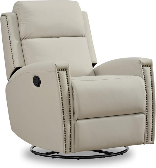 Simple Deluxe Home Manual Recliner Chair, Stain-Resistant Faux Leather Recliner, Single Sofa Recliner for Living Room, Heavy Duty and Safety Reclining Mechanism, Beige