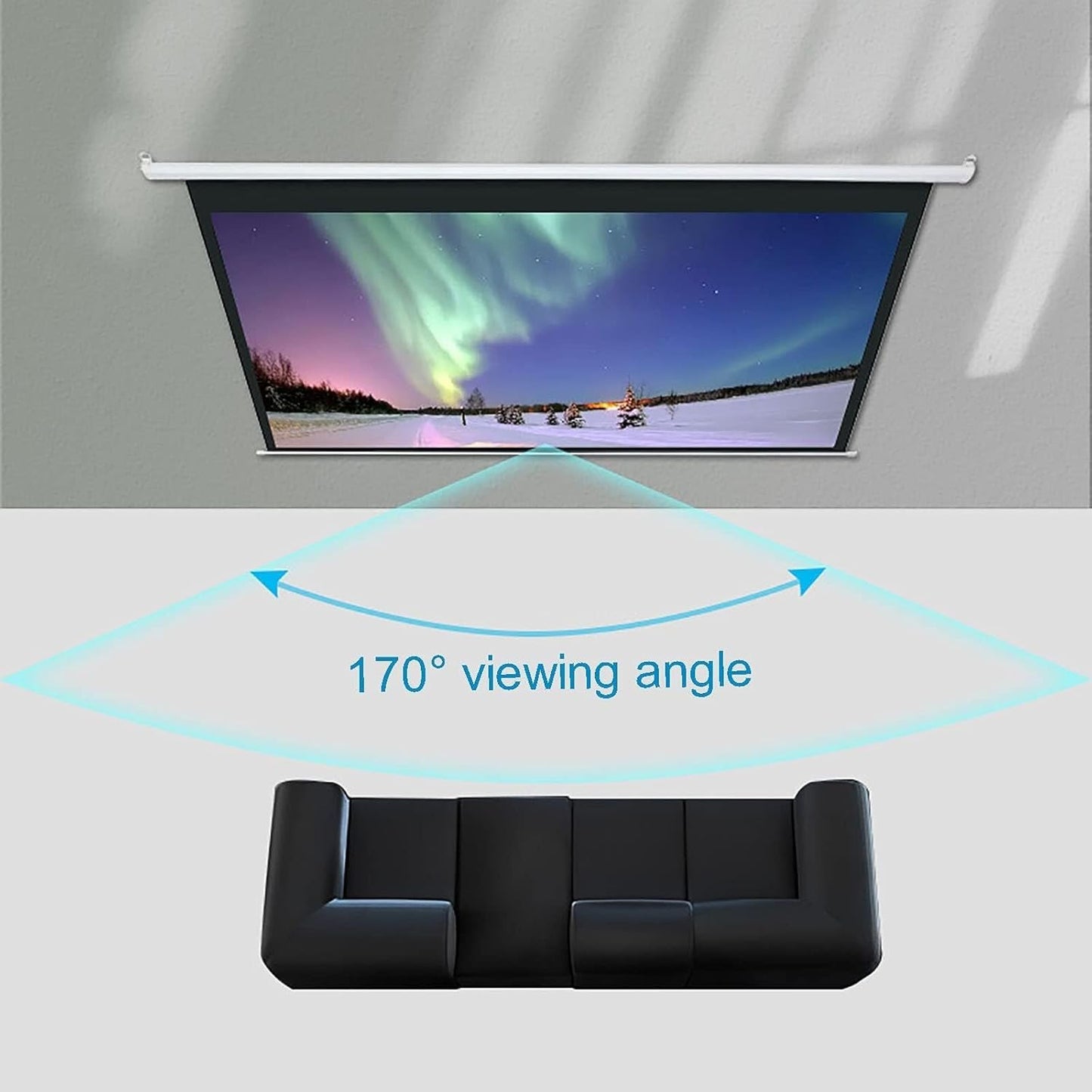 4:3/16:9 HD Manual Retractable Drop-Down Projector Screen, Wall-Mounted with Auto-Lock, for Home Theater, Office, Education(60inch 16:9)