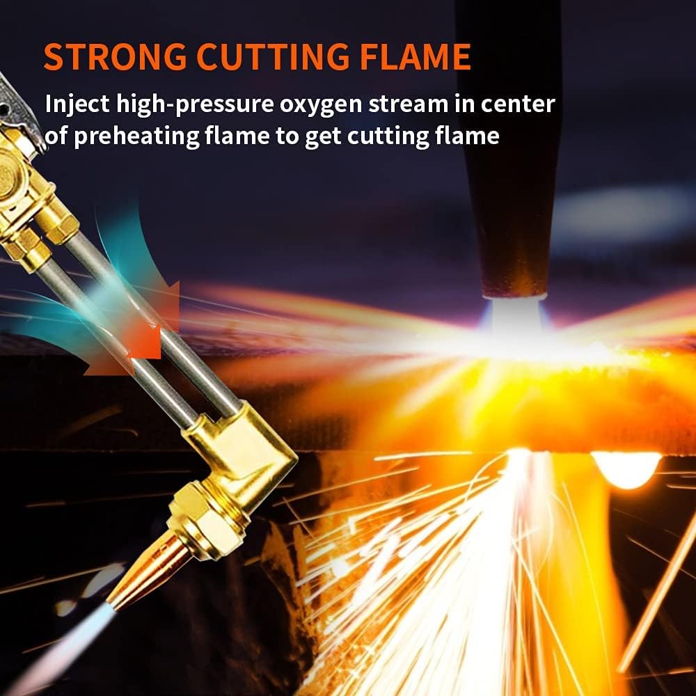 TOAUTO Heavy Duty Cutting Torch, Oxygen Propane Acetylene Welding Torch Flame Torch Handle & Cutting Attachment with Propane Tip