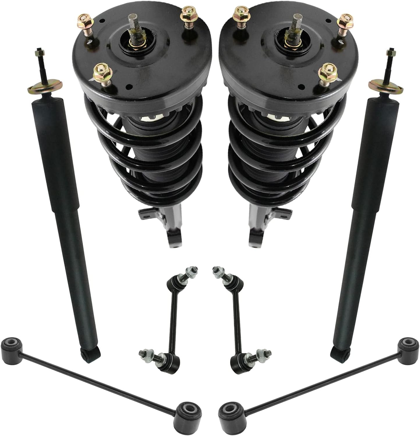 TRQ Front and Rear Suspension Kit Complete Strut & Coil Spring Assembly Shock Absorber Sway Bar Stabilizer Link Compatible with 06-13 BMW