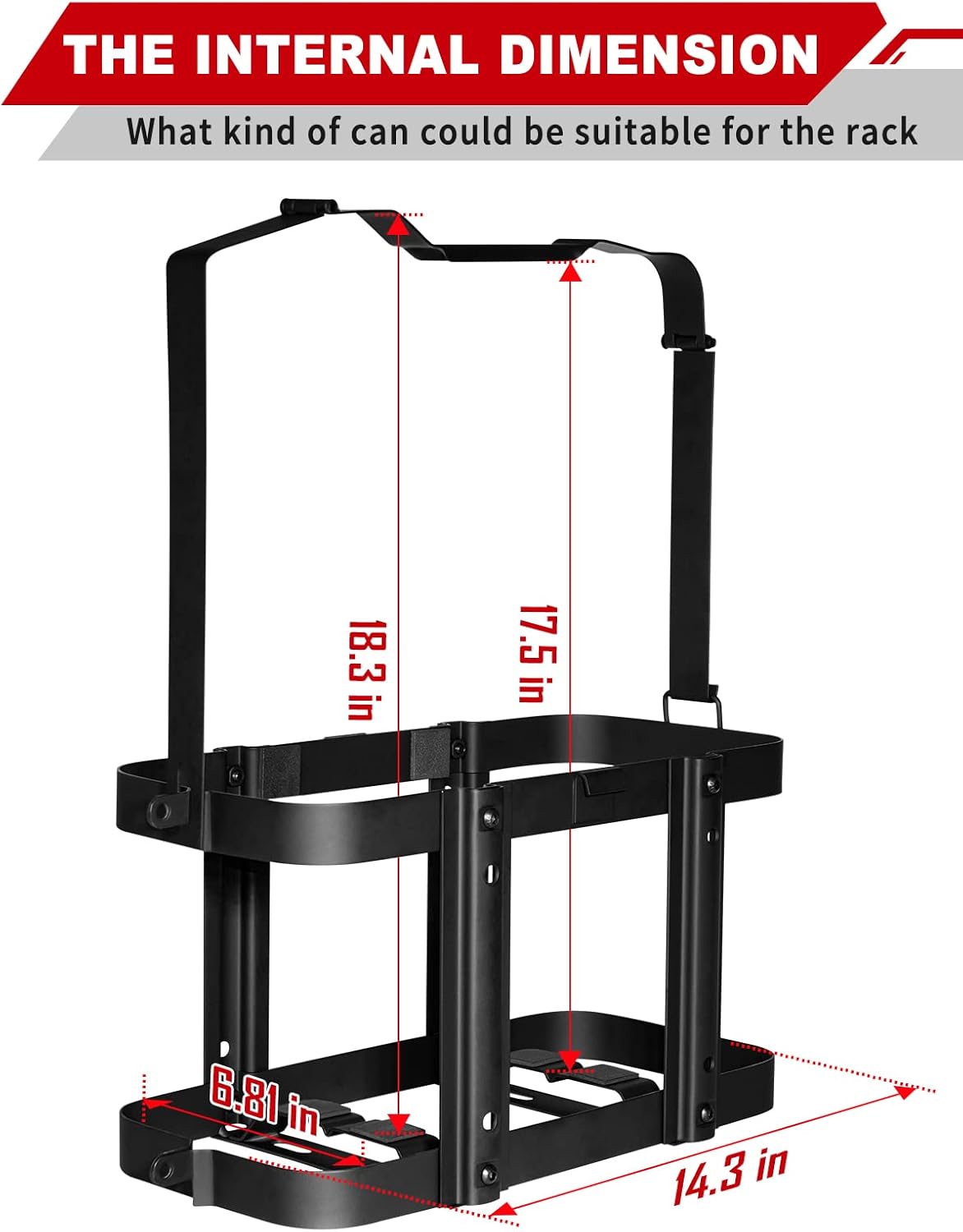 2 Pack Upgrade Jerry Can Mounting Holders, 5 Gallon (20 Liter) Black Double Lockable Jerry Gas Can Holder Racks