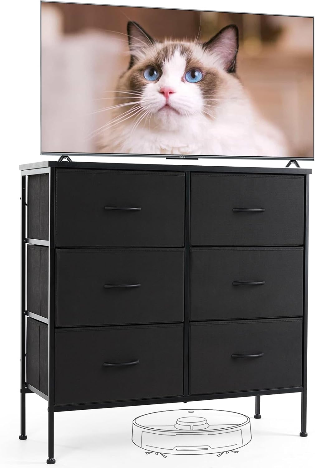 Sweetcrispy Dresser, Dresser for Bedroom Drawer Organizer Storage Drawers, Fabric Storage Tower with 8 Drawers, Chest of Drawers with Steel Frame, Wood Top for Nursery, Living Room, Closet