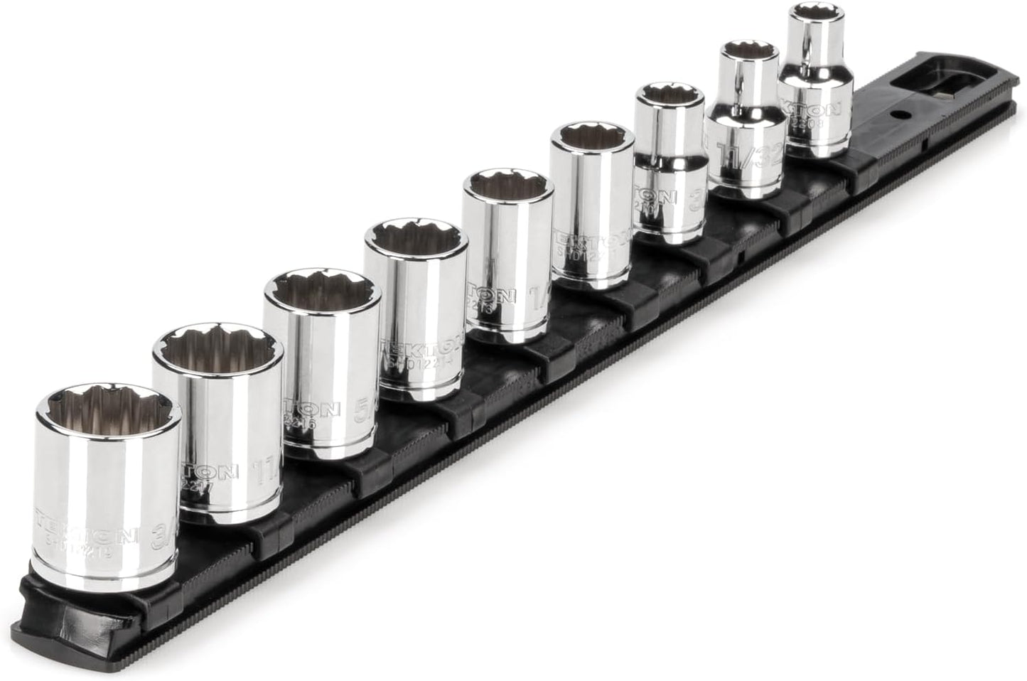 TEKTON 3/8 Inch Drive 12-Point Socket Set with Rails and Tray, 30-Piece (1/4-1 in.) | SHD91210
