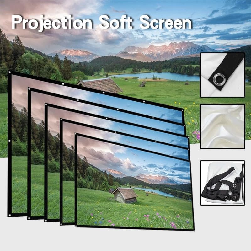 ZHCHAO Polyester Material Projection 3D Soft Screen Washable and Foldable Easy to Fold without Punching Hooks(120 inch)