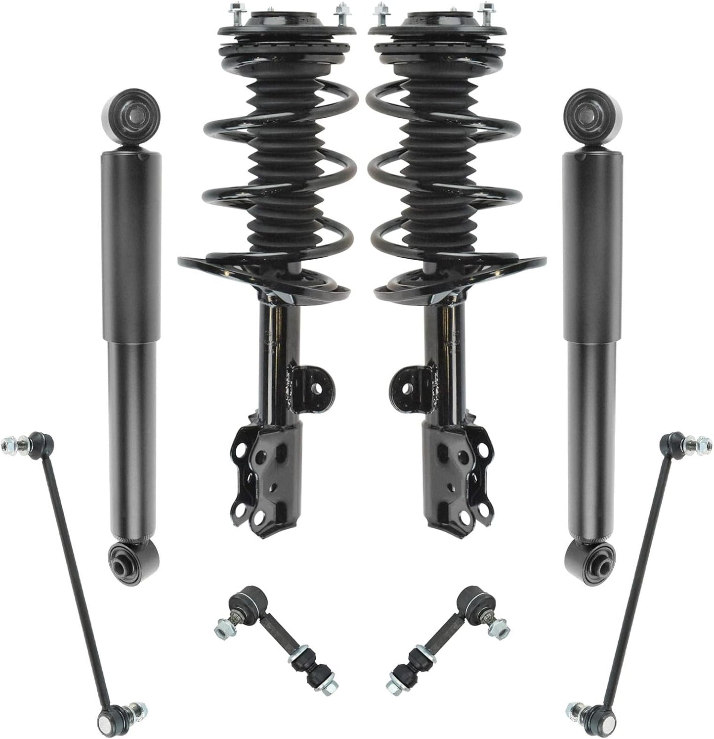 TRQ Front and Rear Suspension Kit Complete Strut & Coil Spring Assembly Shock Absorber Sway Bar Stabilizer Link Compatible with 06-13 BMW