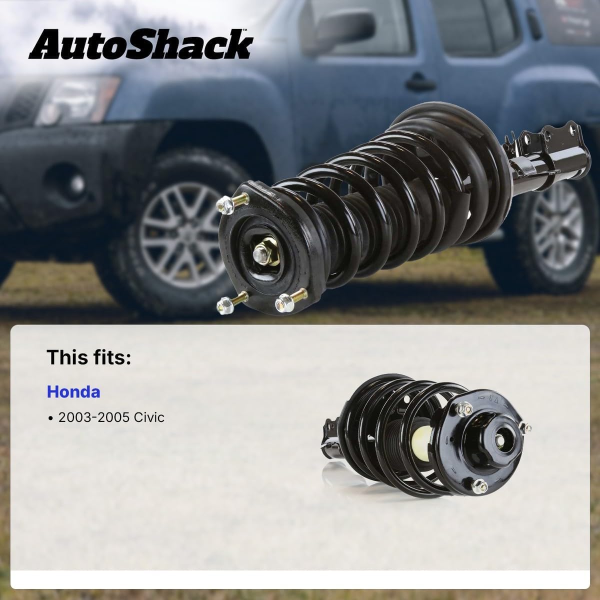 AutoShack Front Right Complete Strut & Coil Spring | Replacement for 2003-2005 Honda Civic | 1-PC