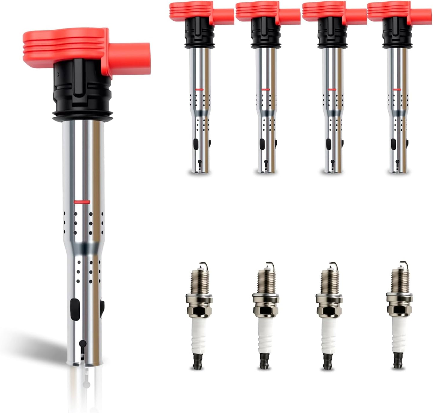 Set of 4 UF333 Ignition Coils and Spark Plugs Set Compatible with Toyota 2002-2008 Camry, 2001-2007 Highlander, 2001-2008 RAV4, SCION 2005-2010 TC Replace UF333 C1330 90919-02244