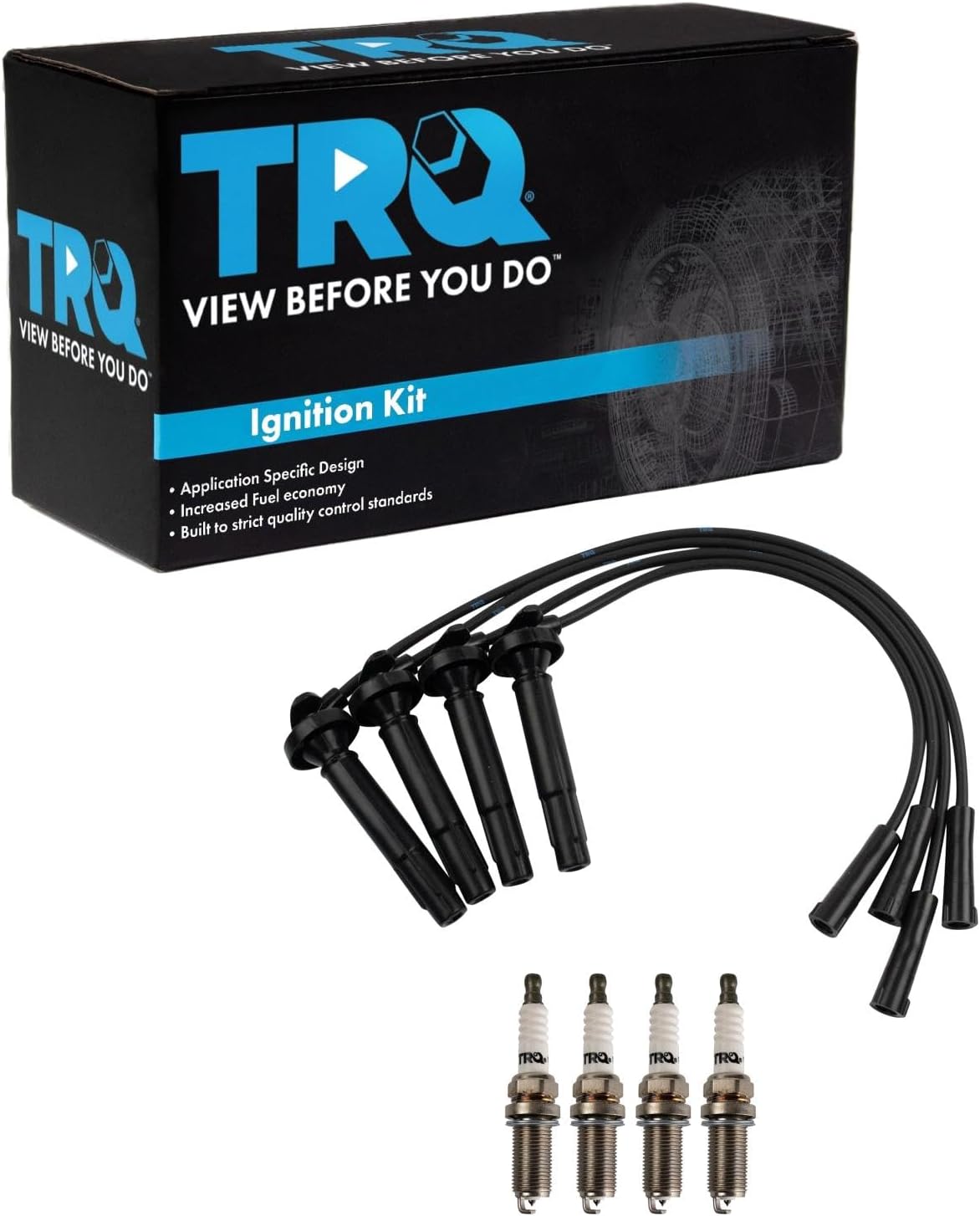 TRQ Ignition Kit Spark Plugs Wire Set Compatible with 2011-2019 Ford Fiesta