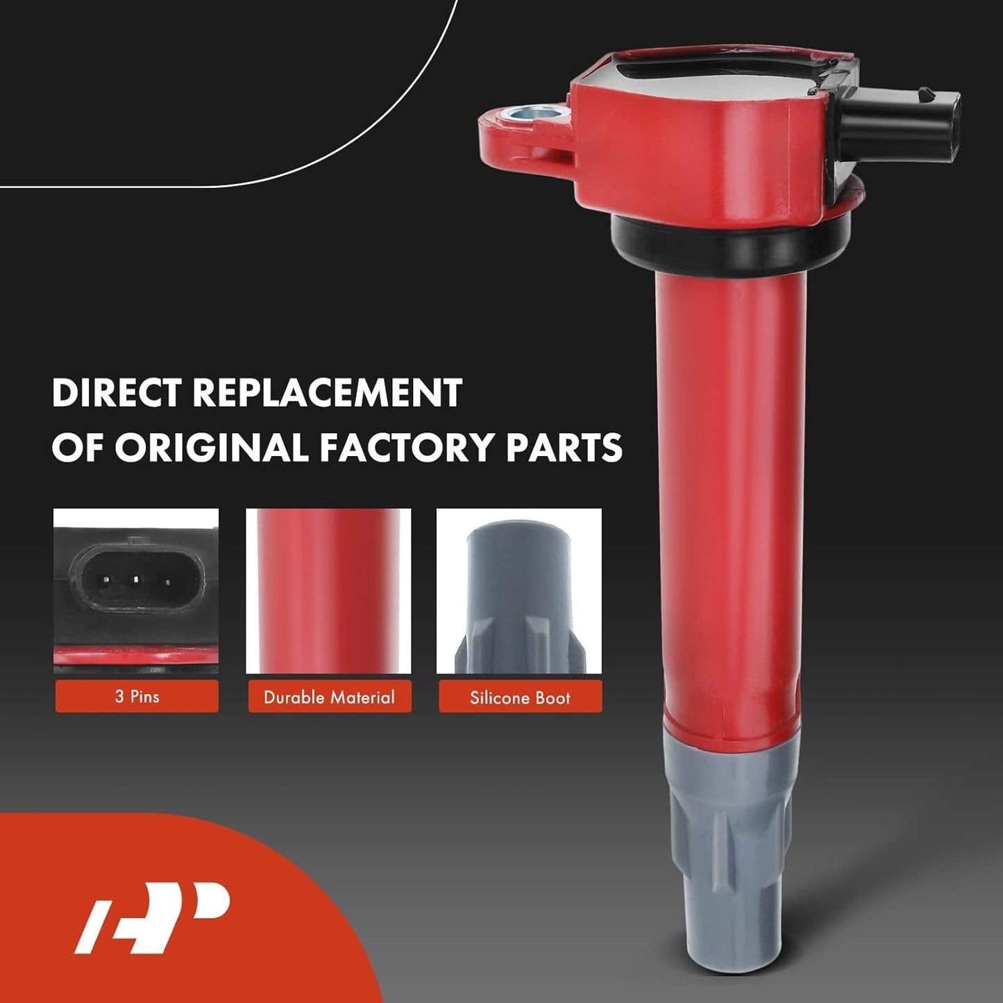 A-Premium Set of 6 (Red) Ignition Coil Pack Iridium Spark Plug Compatible with Chrysler 300 2006-2010, Sebring 2006-2010, Town & Country 2008-2010 & Dodge Avenger 2008-2010
