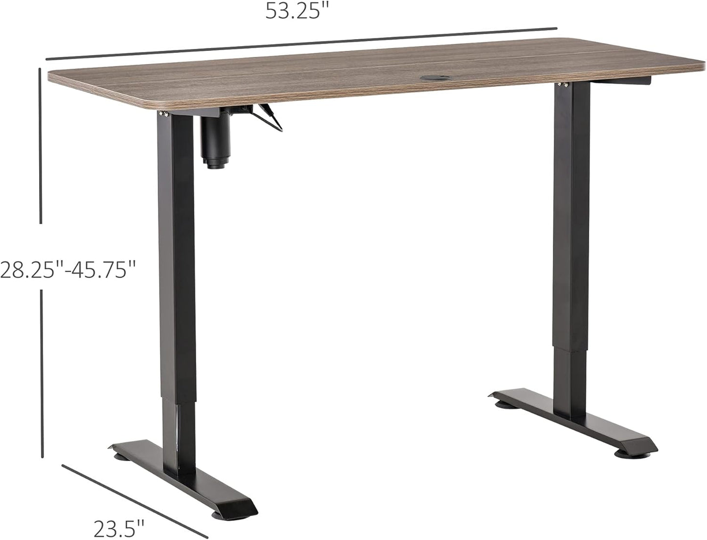 Vinsetto Electric Height Adjustable Standing Desk with 54" Desktop, Sit Stand Home Office Desk with Memory Button Control and Anti-Collision System, Teak/Black