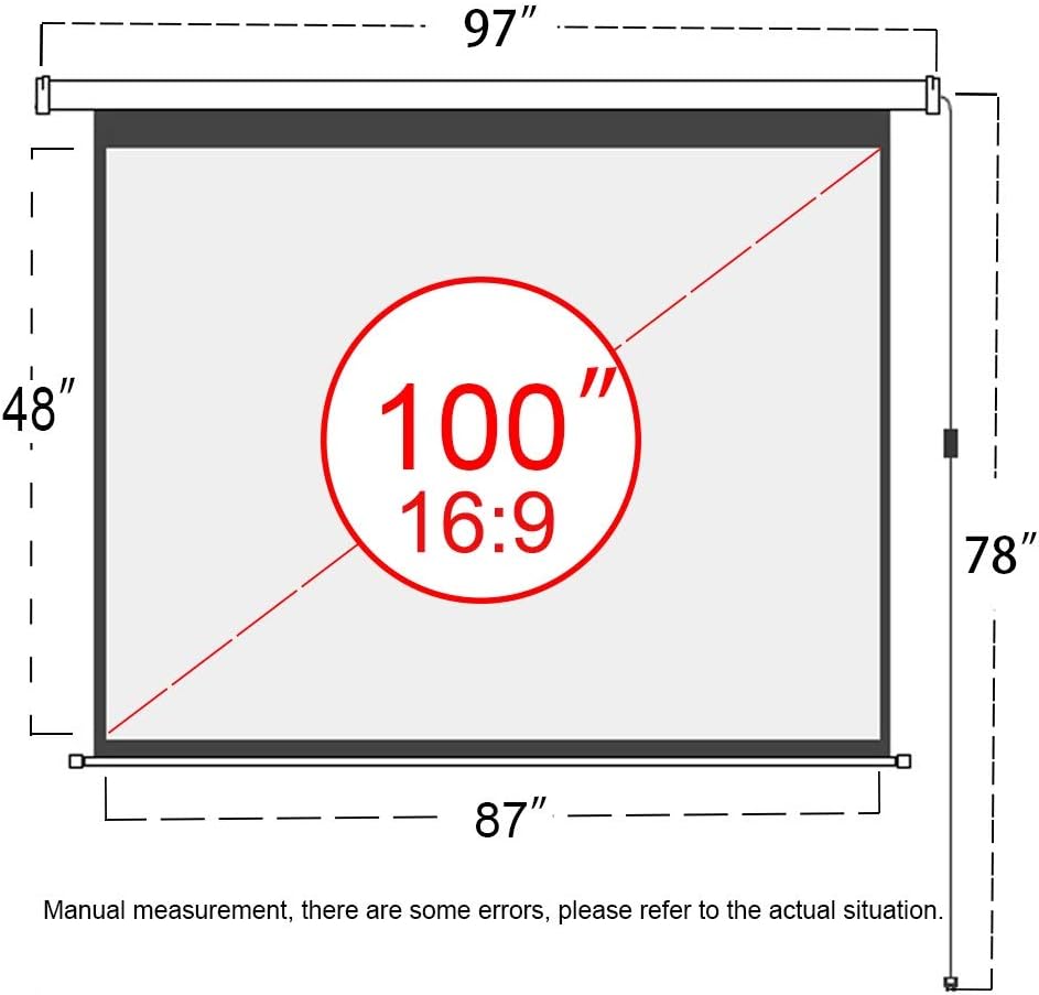 100" Motorized Electric Projector Screen 16:9 4K 3D Ready Wall Mounted with 12V Trigger Remote for Home Theater
