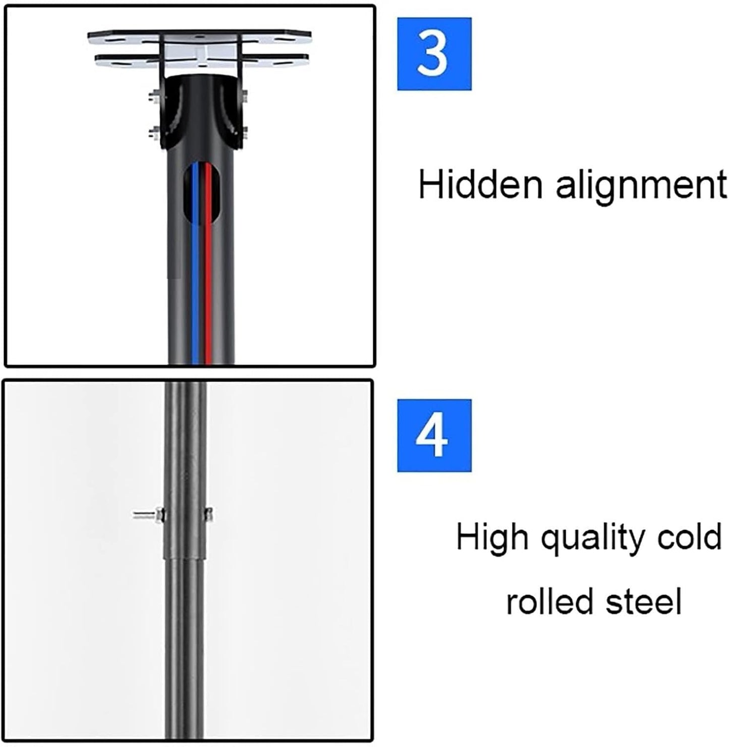 Universal TV Stand Ceiling Mount Bracket, Adjustable Tilt TV Wall Ceiling Mount for 55-86 Inch LED TVs, Max Load 160kg, 0-45° Tilt, Black