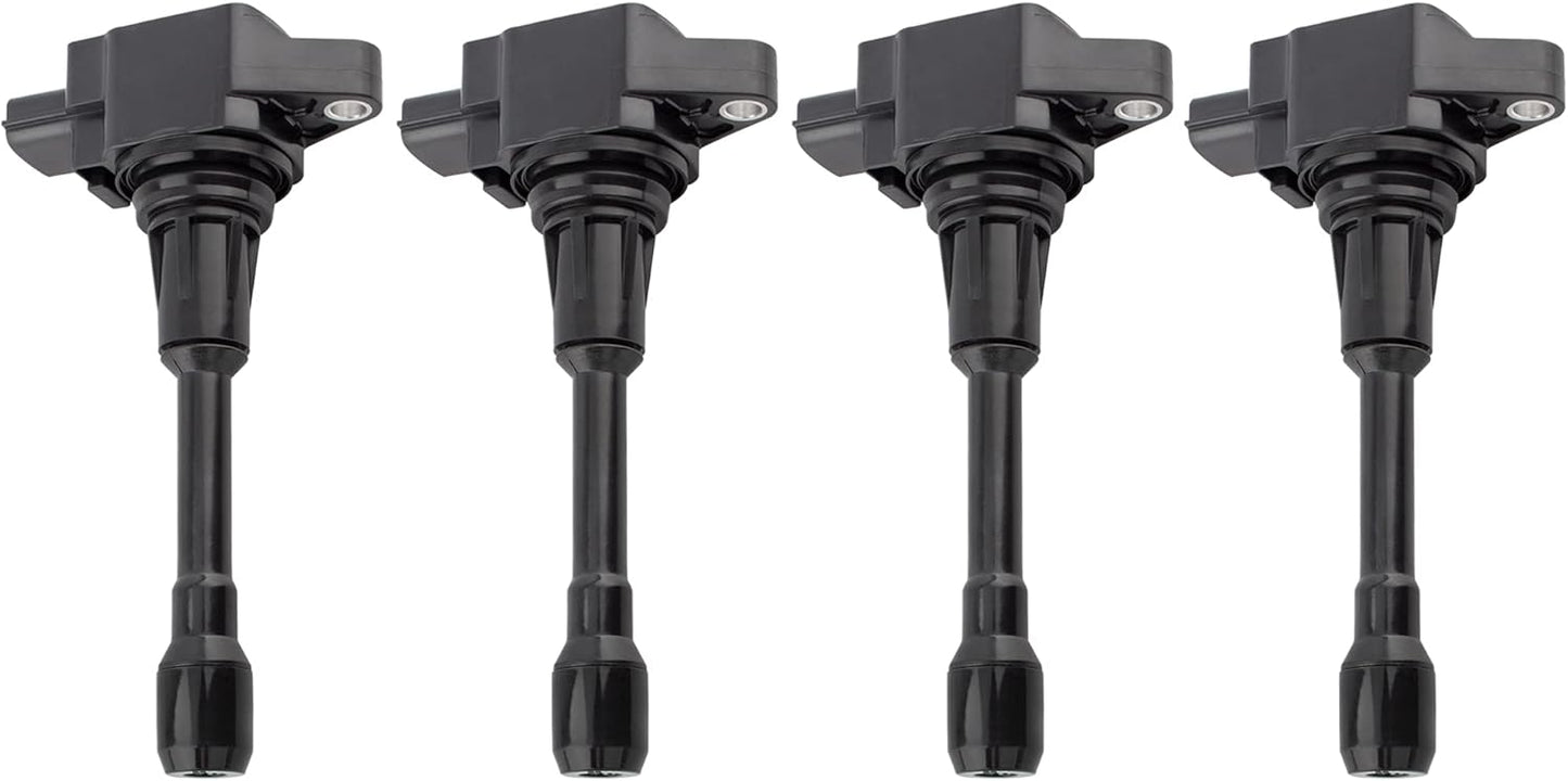 BOXI Ignition Coil Pack Set of 4 - Compatible with Nissan & Infiniti Vehicles - 2007-2017 Altima 2.5L, Sentra, Rogue, Cube, Versa, QX60, FX50, M56 - OE# 22448JA00C 22448ED000 22448JA00A UF549