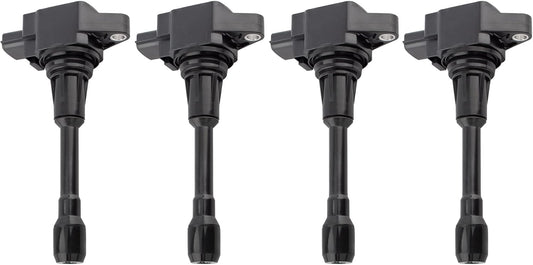 BOXI Ignition Coil Pack Set of 4 - Compatible with Nissan & Infiniti Vehicles - 2007-2017 Altima 2.5L, Sentra, Rogue, Cube, Versa, QX60, FX50, M56 - OE# 22448JA00C 22448ED000 22448JA00A UF549