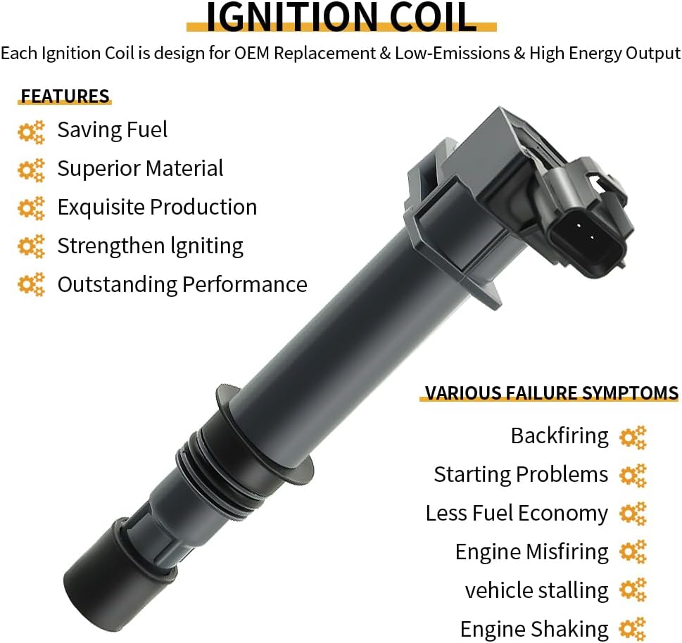 Set of 6 UF270 Ignition Coil with Iridium Spark Plug Compatible with 2000-2008 Dodge Dakota, 2004-2007 Ram 1500, 2000-2007 Durango,1999-2008 Jeep Grand Cherokee 4.7L V8