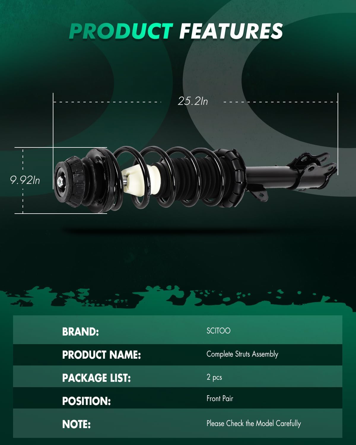 SCITOO Front Complete Struts Spring Assembly Shocks Struts Fits 2012-2019 for Nissan Versa 2014-2019 for Nissan Versa Note Quick Struts 1333584L 1333584R - Set of 2