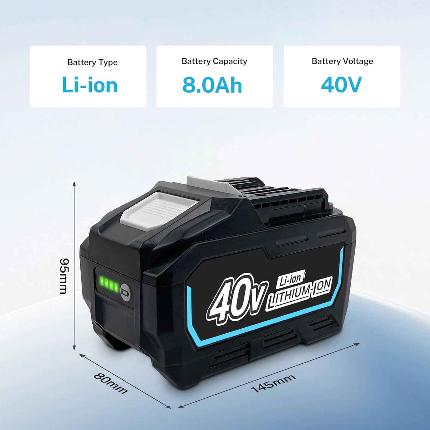 40V 8.0A Replacement Battery Compatible with Makita BL4080F BL4040 BL4025 BL4025B BL4020 BL4050 Cordless Power Tools with LED Screen Display