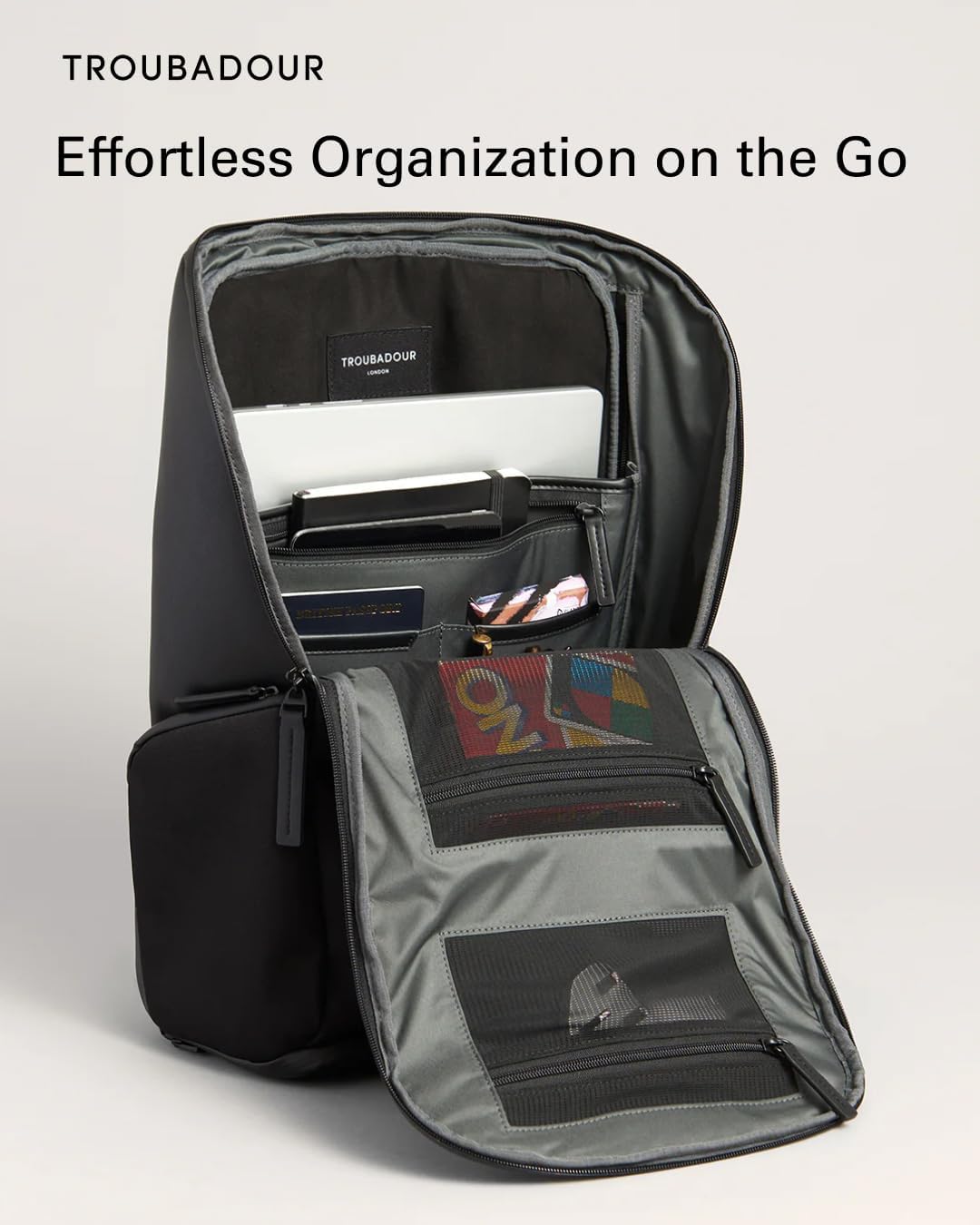 Troubadour Pioneer Backpack 3.0 - Premium Everyday Bag with Padded Laptop Section, Ventilated Shoe Compartment & Sustainable Waterproof Material - All-Day LIghtweight Comfort Design - Black