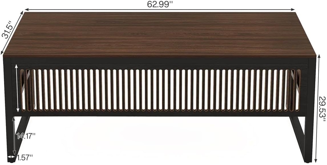 Tribesigns 63-Inch Executive Desk, Modern Home Office Desk for Workstation, Computer Desk with Sturdy Legs for Home Office (Dark Walnut & Black, Only Table)