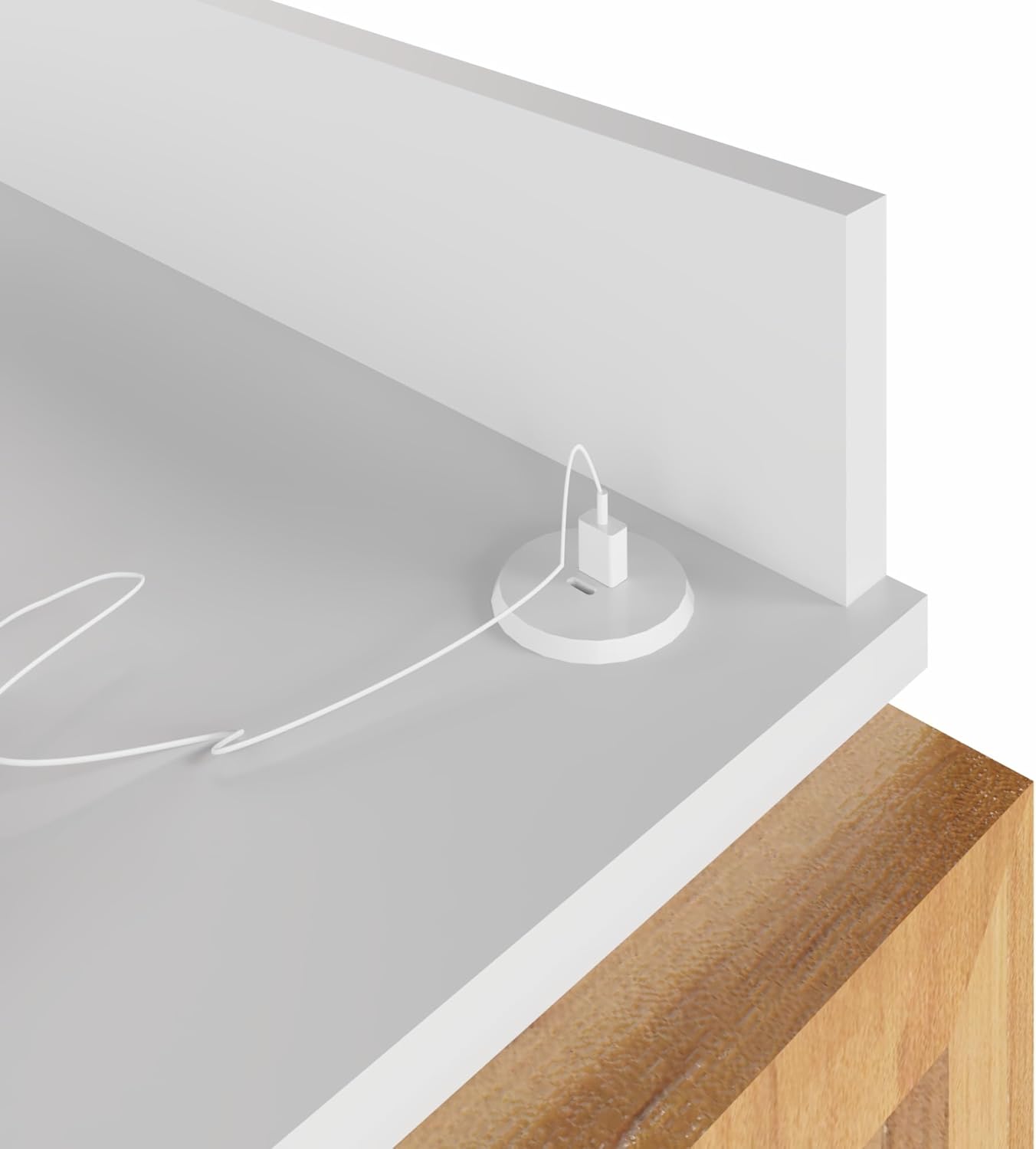 Boahaus Modern Computer Desk with USB Port & Storage - White/Brown - Space-Saving Home Office Desk
