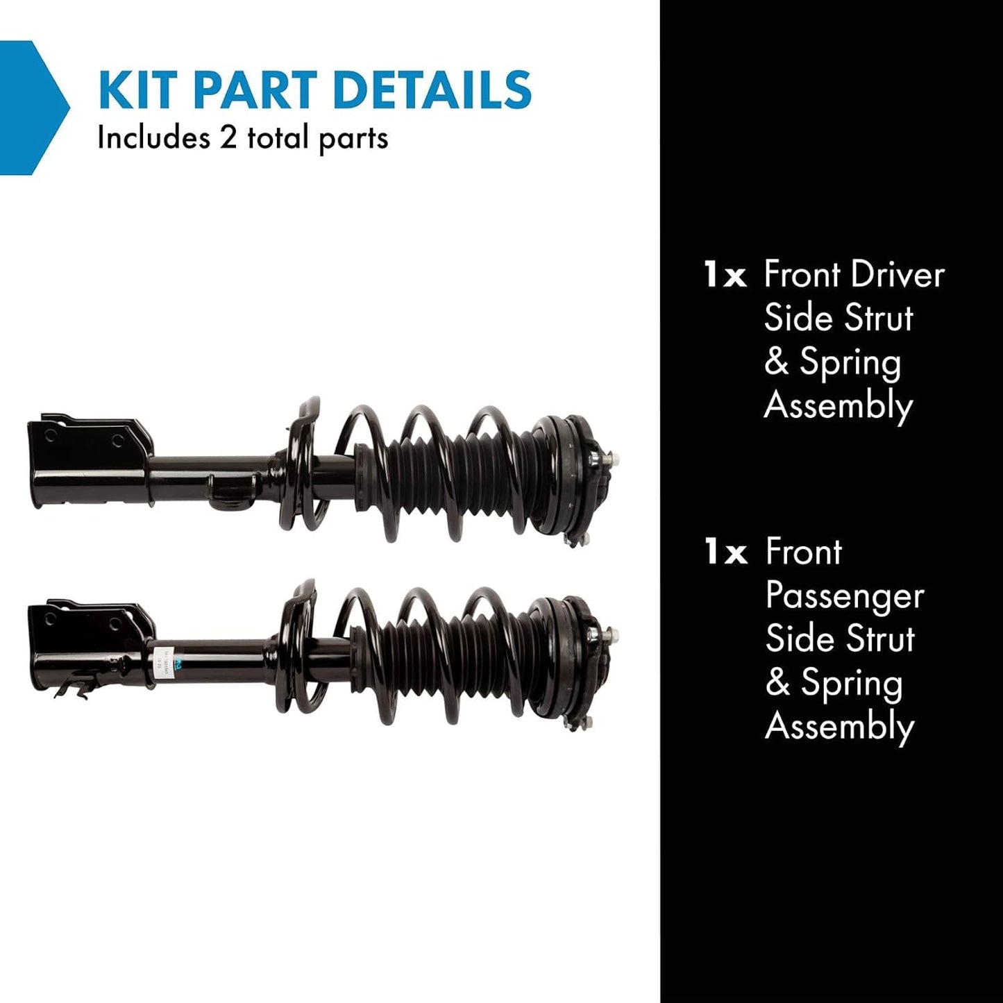 TRQ Front Strut & Coil Spring Assembly Set Driver & Passenger Sides Compatible with 17-21 Jeep Compass
