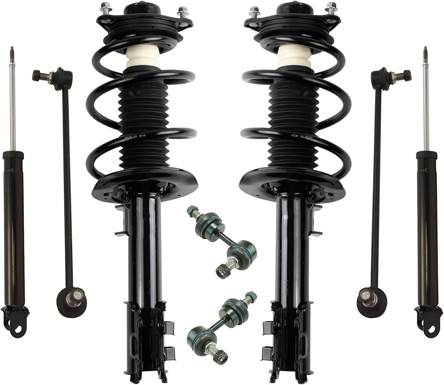 TRQ Front and Rear Suspension Kit Complete Strut & Coil Spring Assembly Shock Absorber Sway Bar Stabilizer Link Compatible with 06-13 BMW