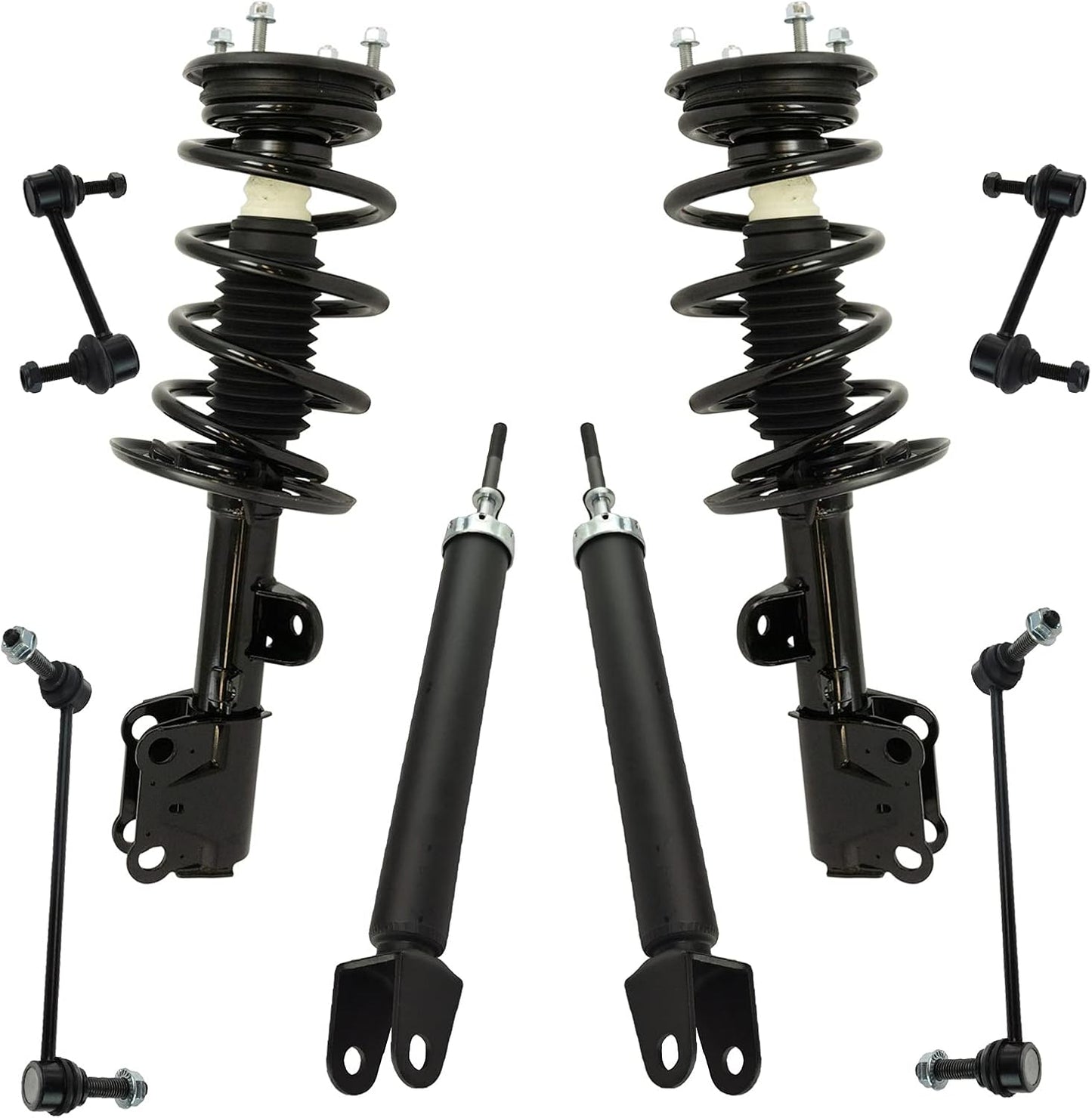 TRQ Front and Rear Suspension Kit Complete Strut & Coil Spring Assembly Shock Absorber Sway Bar Stabilizer Link Compatible with 06-13 BMW