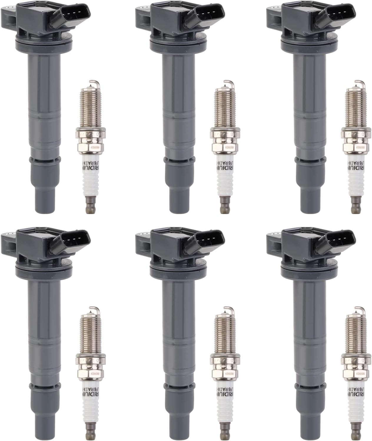 Set of 6 Ignition Coils Pack UF569 and Iridium Spark Plug 90117 compatible with GMC Acadia Canyon Terrain Chevy Caprice Colorado Equinox Malibu Cadillac ATS CTS Buick Pontiac Saturn Suzuki