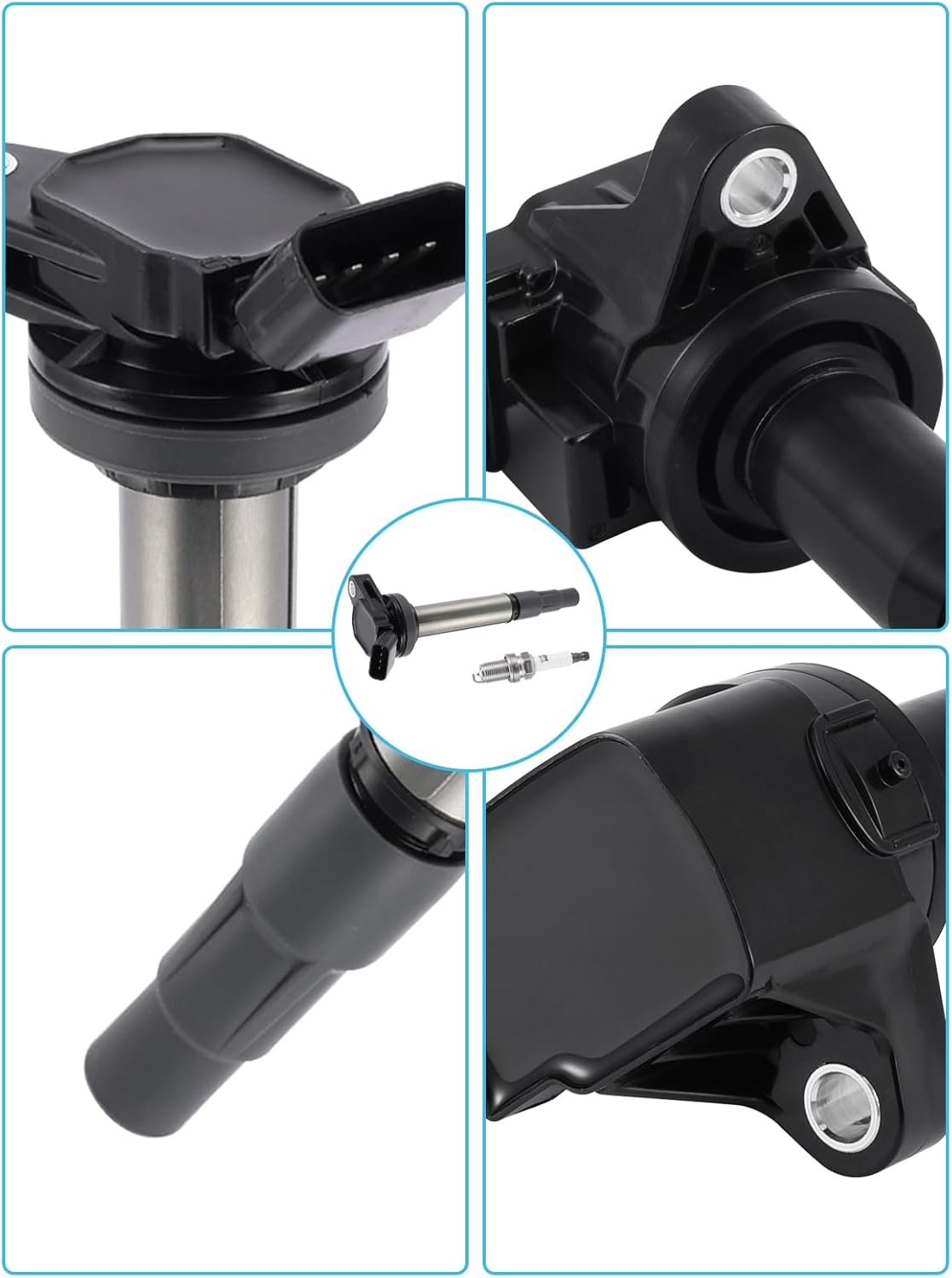 UF596 Ignition Coil Pack Spark Plug Iridium 4 PCS (1.8L) For 2009 2010 2011 Toyota Corolla Matrix Prius 2012 2013 2014 2015 2017 Lexus Scion IM XD Pontiac Vibe, UF619 90919-02258 C1714