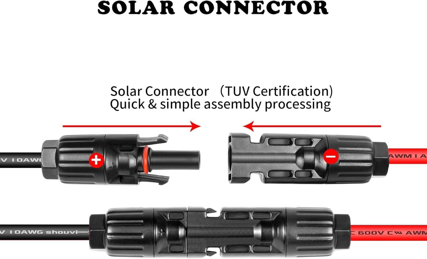 Ansoufien Solar Panel Connector to XT60 Connector Cable 30FT, 10AWG Solar to XT60 Charge Extension Cable XT60 (Plug Female) Cable for RV Folding Solar Panel, Portable Power Station, Solar Generator