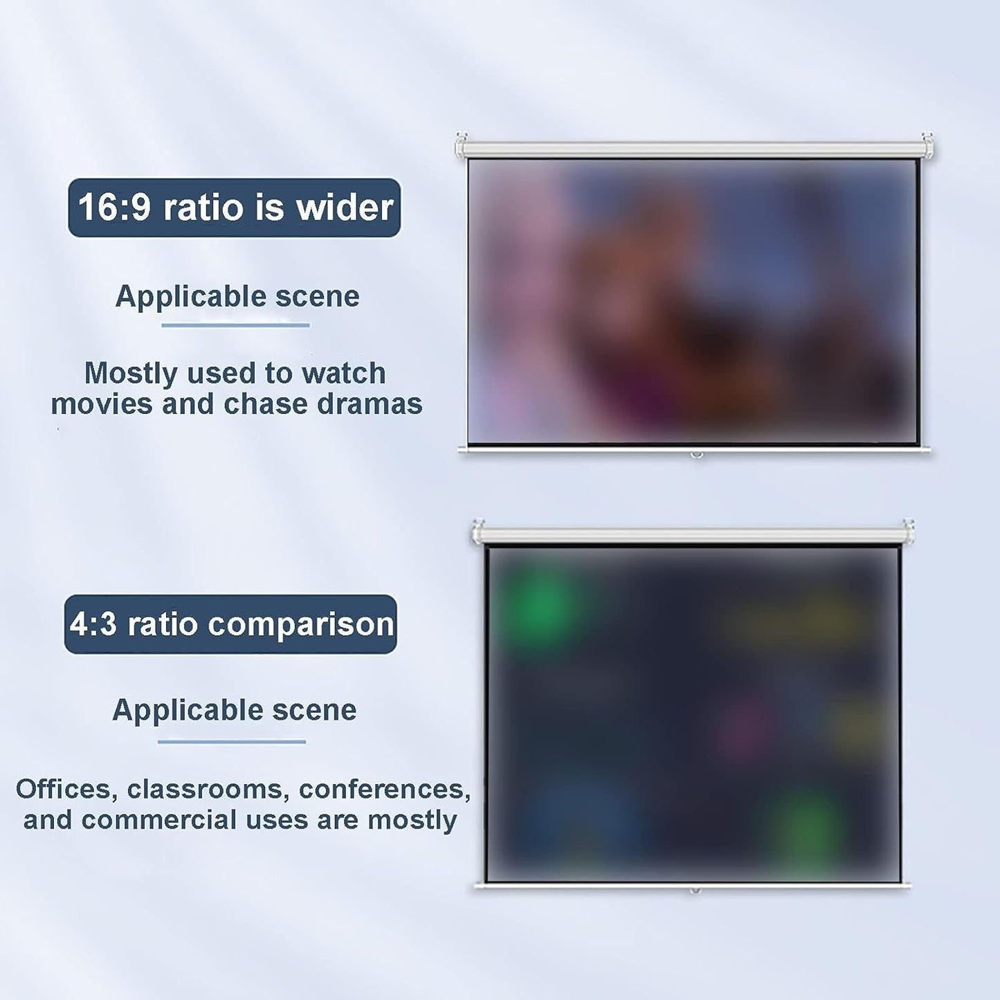 Wall-Mounted Projector Screen 4:3/16:9 HD Manual Pull-Down Retractable Screen with Self-Locking Function for Home Theater, Office, and Indoor Use(60inch 16:9)