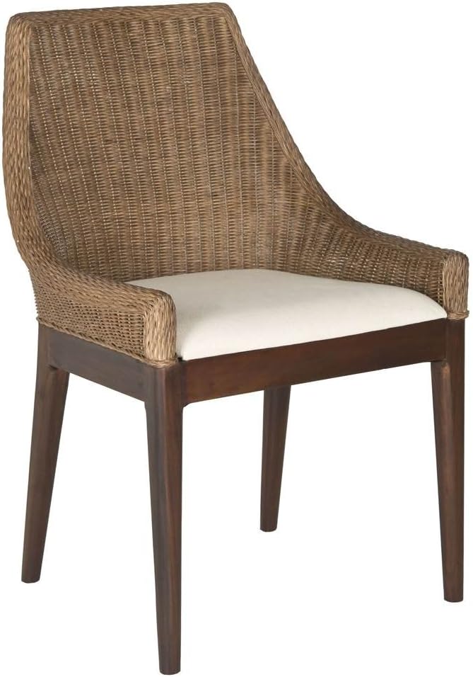 SAFAVIEH Home Collection Franco Coastal Brown/White Cushion Sloping Accent Chair SEA4000B