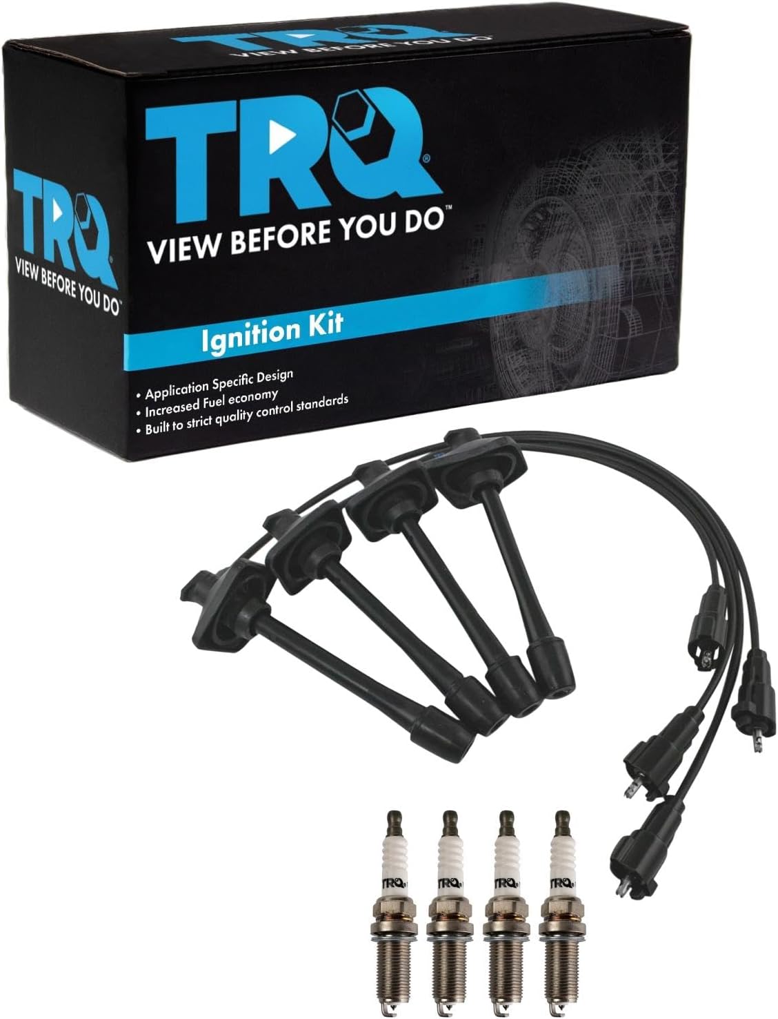 TRQ Ignition Kit Spark Plugs Wire Set Compatible with 2011-2019 Ford Fiesta