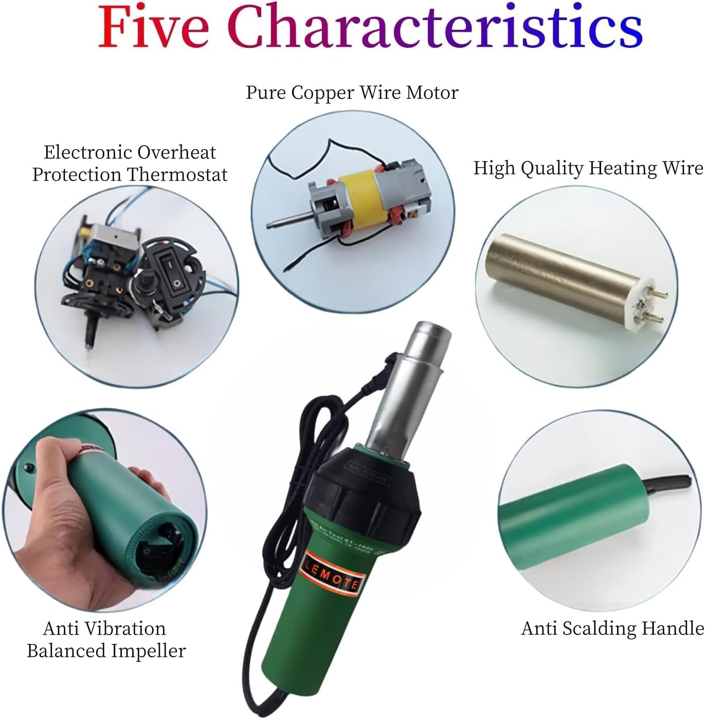110V 1600W Hot Air Plastic Welder Hand Held Heat PVC Vinyl Linoleum Flooring Hot Air Welding Gun Tools Kit (Set 1)