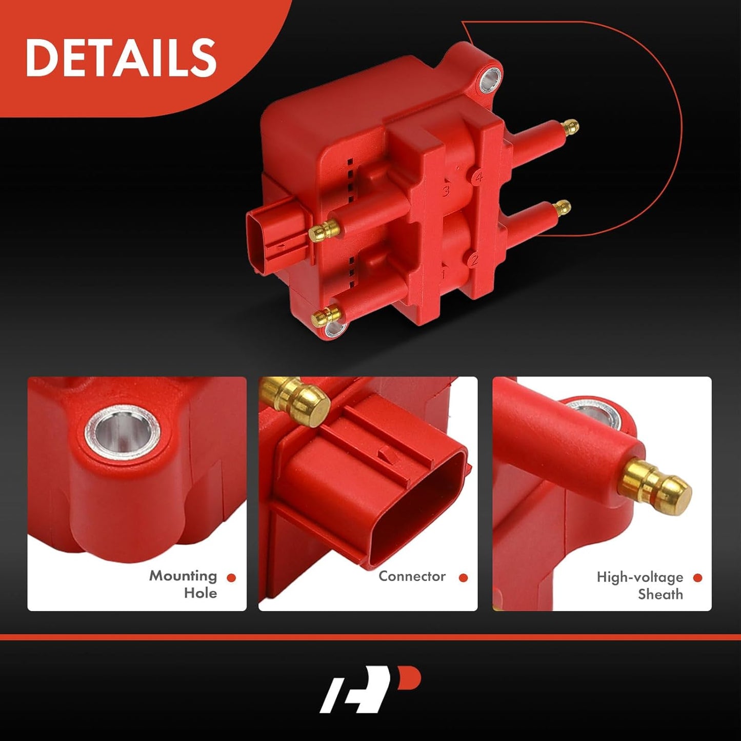 A-Premium (Red) Engine Ignition Coil Pack Compatible with Subaru Outback 2000-2005, Forester 1999-2004, Impreza 1999-2004, Legacy 1997-2005, Baja 2003-2006, 2.2L 2.5L, Replaces 22433AA41A