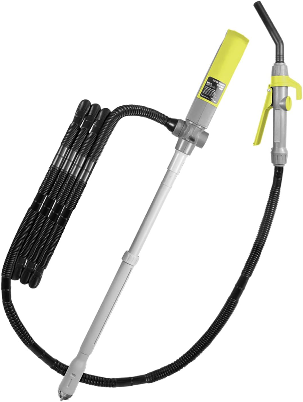TERA PUMP Fuel Transfer Pump w/Flow Control Nozzle & Telescopic Tube - 3X Powerful D Battery Powered, 10FT XL Long Vinyl Discharge Hose, Multipurpose Portable Battery Pump For Gas, Diesel (2.3 GPM)