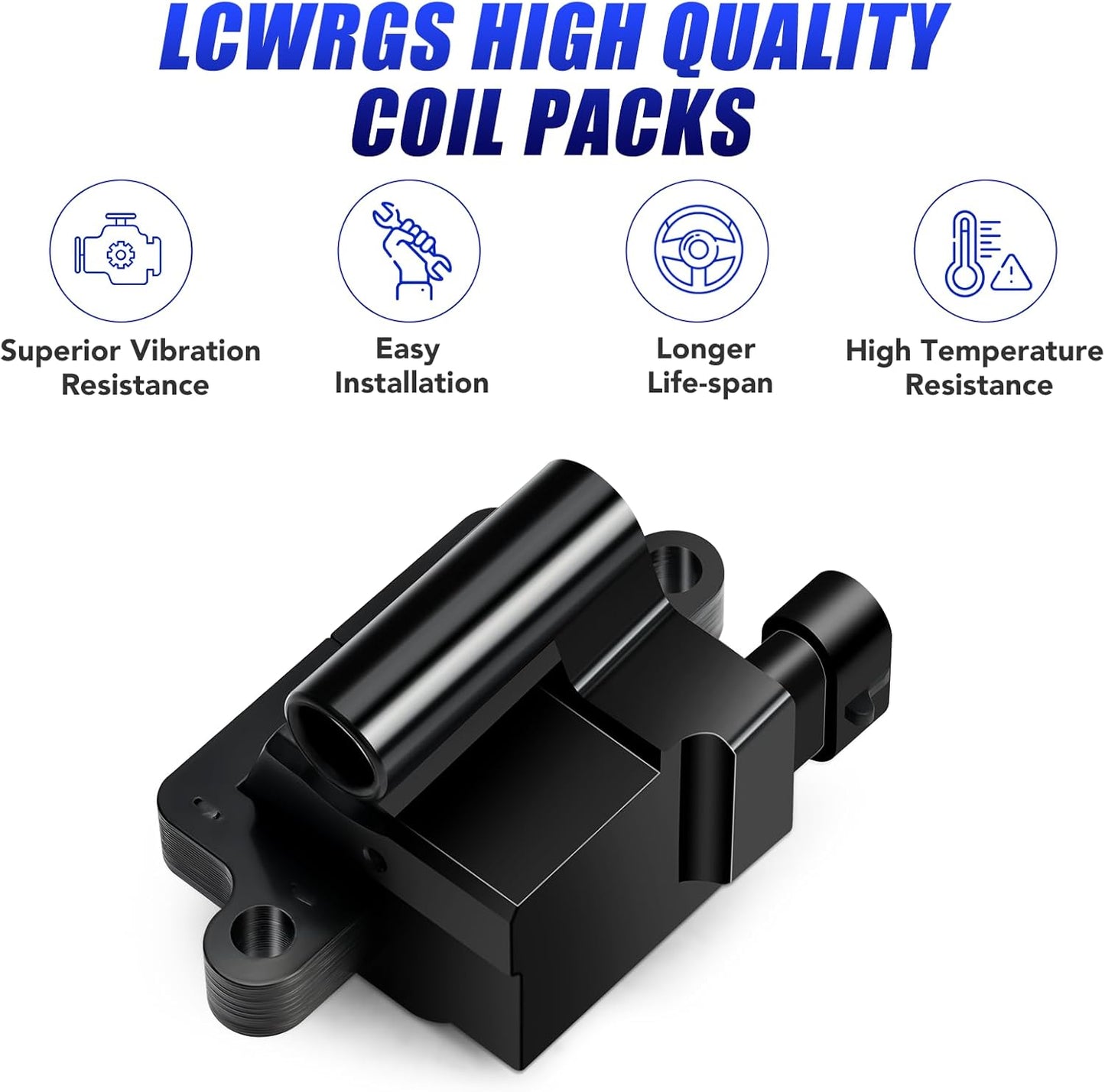 Set of 8 Square Ignition Coil Pack for Chevy Silverado Avalanche Suburban Tahoe Express GMC Sierra Yukon 1500 2500 Escalade 2000 2001 2002 2003 2004 2005 2006 2007 4.8 5.3 6.0 Coils UF271 D581