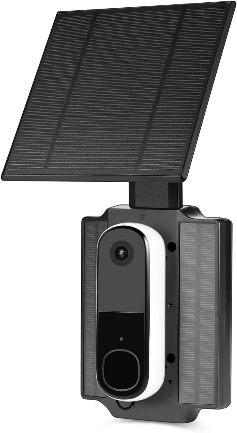 Wasserstein Universal Solar Charger with Built-in Battery Compatible with Arlo Video Battery Doorbell 2K (2nd Gen), WYZE Wireless Duo Cam & eufy E340/C30/C31 Doorbell (2.5W)