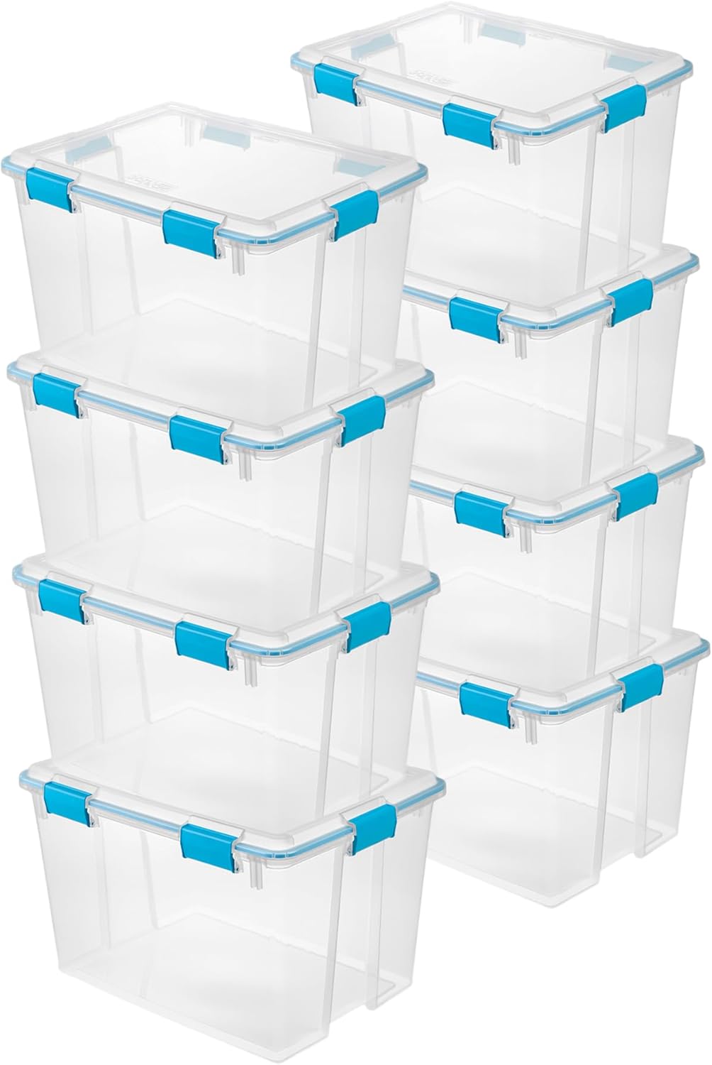 Sterilite 12-Pack Gasket Box, Weather-Resistant Storage Bins with Latching Lids, 54 Quart - Heavy-Duty Organizing Containers for Closet, Bathroom, and Office