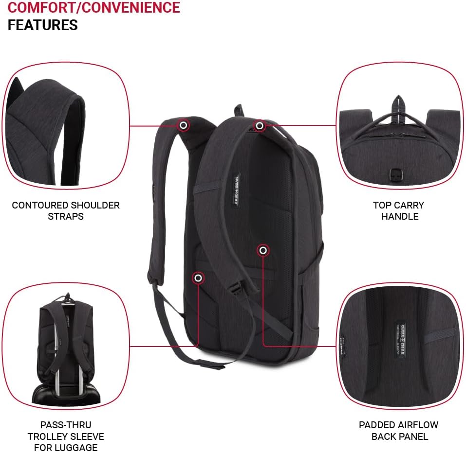 SwissGear 8183 Laptop Backpack, Charcoal Heather, 18 Inches